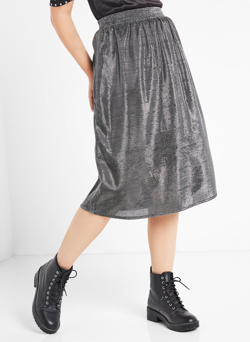 Raw Orange Midi Skirt Studed Co-ord Set Black/Silver  - Image 4