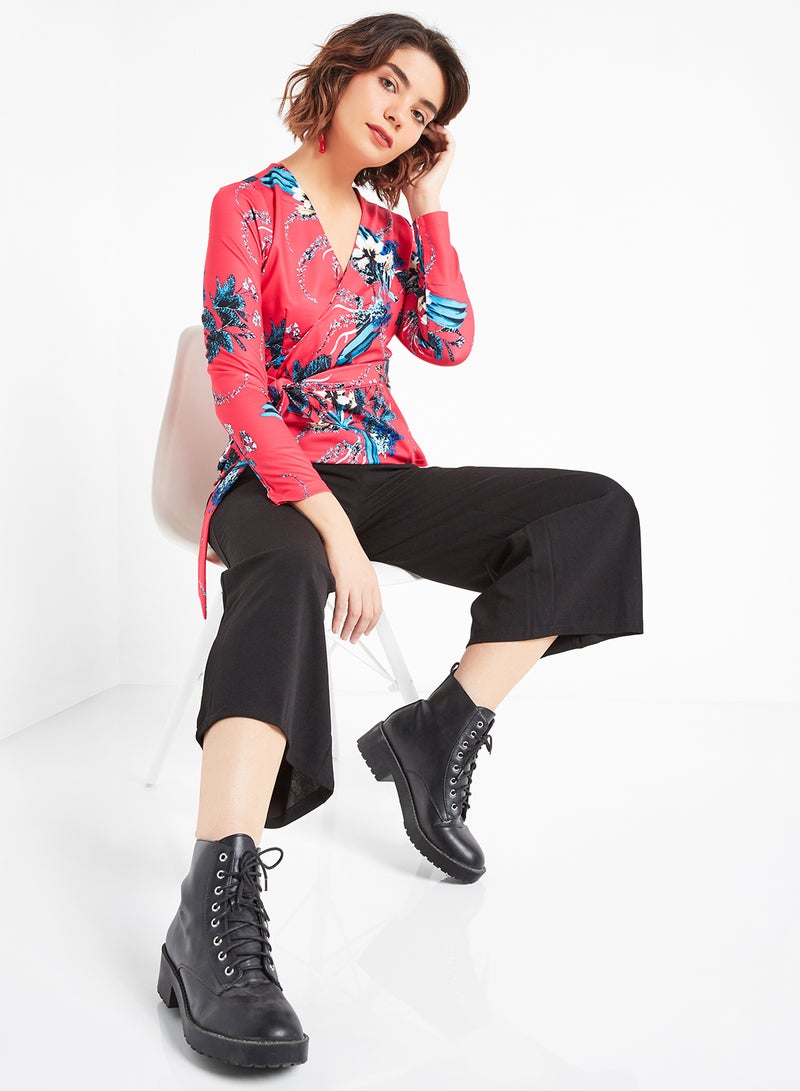 رو أورانج طقم متناسق بأكمام طويلة مزين بنقشة زهور متعدد الألوان - Image 1