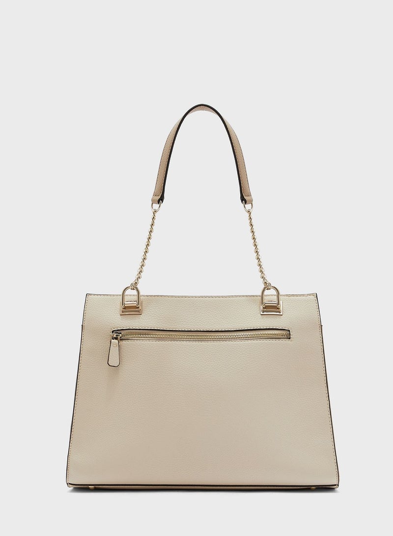 Belle Isle Chain Detail Shopper Bag Beige