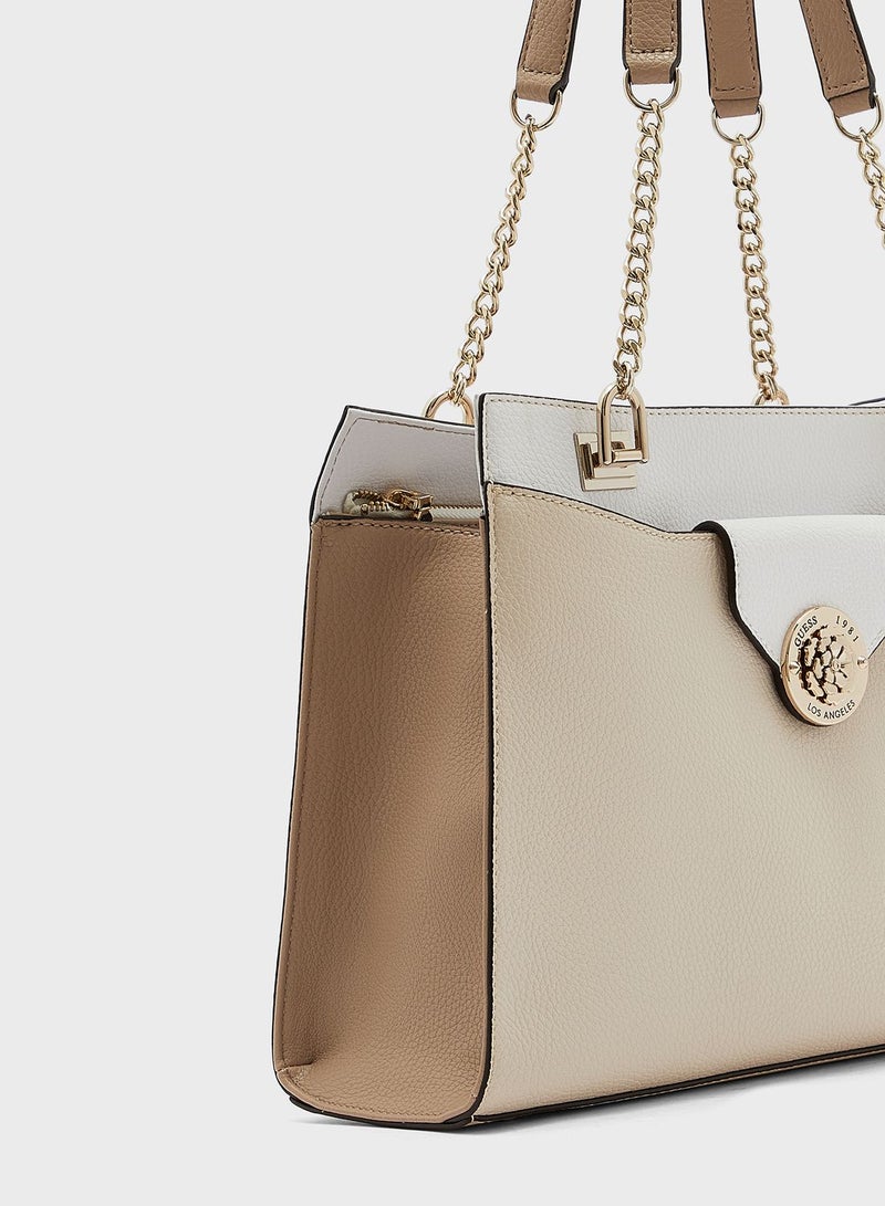 Belle Isle Chain Detail Shopper Bag Beige