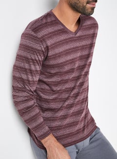 JOCKEY Stripe Pattern Long Sleeves T-Shirt Mauve Wine  - Image 4