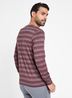 JOCKEY Stripe Pattern Long Sleeves T-Shirt Mauve Wine  - Image 2