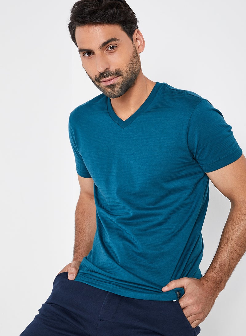 JOCKEY - Solid Design Short Sleeves T-Shirt Blue Coral - Image 1