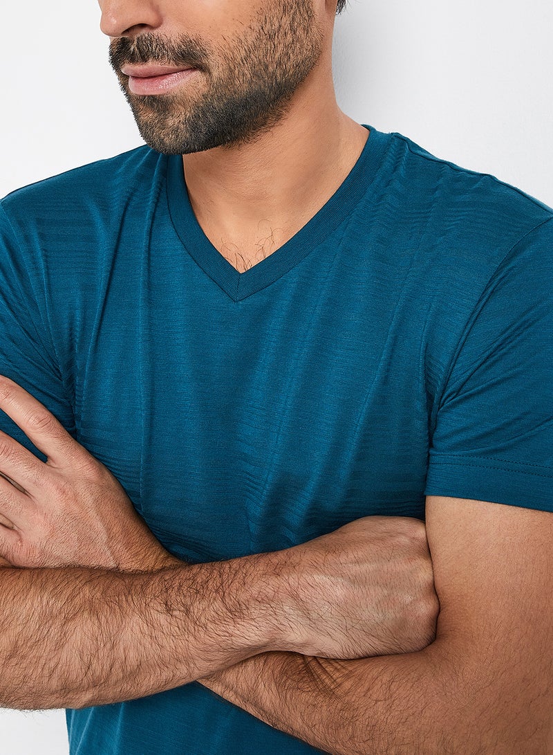 JOCKEY - Solid Design Short Sleeves T-Shirt Blue Coral - Image 1
