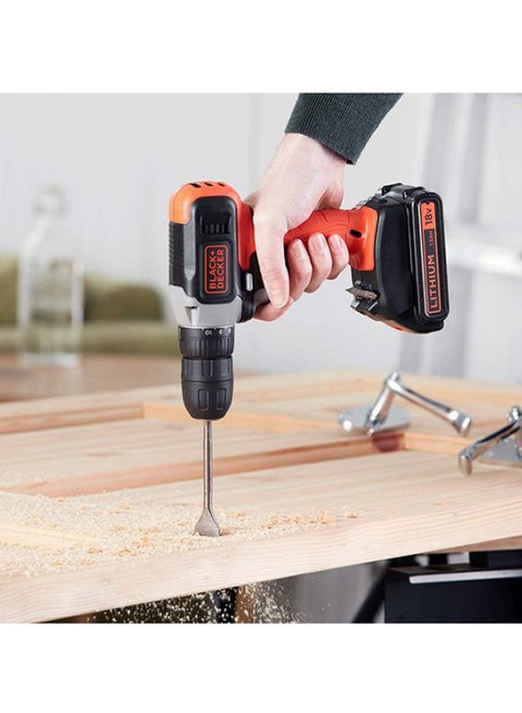 18V 1.5Ah Li-Ion Cordless Drill Driver for Wood Drilling & Screwdriving/Fastening, Orange/Black - BCD001C1-GB, 2 Years Warranty Orange/Black