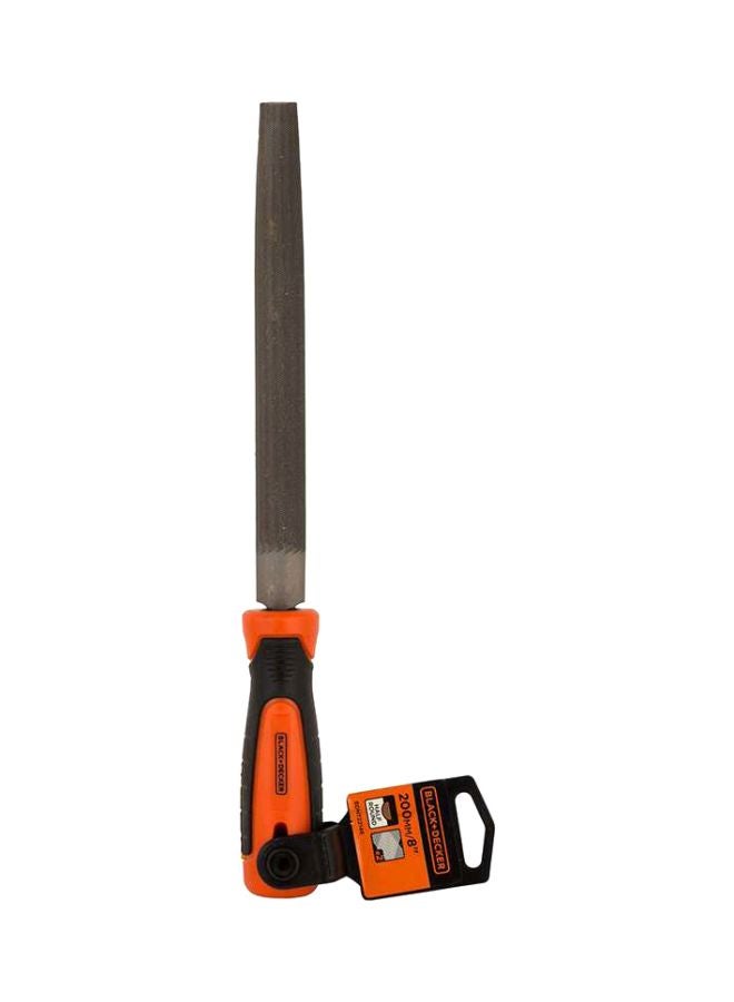 BLACK+DECKER 200Mm 2Nd Cut Bimaterial Steel Half Round File, Orange/Black - Bdht22146, 2 Years Warranty Orange/Black 200mm  - Image 1