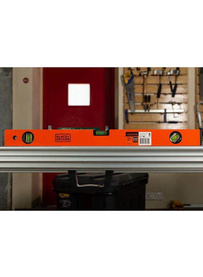 BLACK+DECKER - 60cm aluminium box beam triple spirit level, orange/black - bdht43189, 2 years warranty Orange 600x20x50mm - Image 1