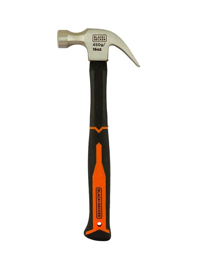 BLACK+DECKER Claw Hammer Fiberglass Handle Black/Orange 13.5x3.4x33.5cm  - Image 1