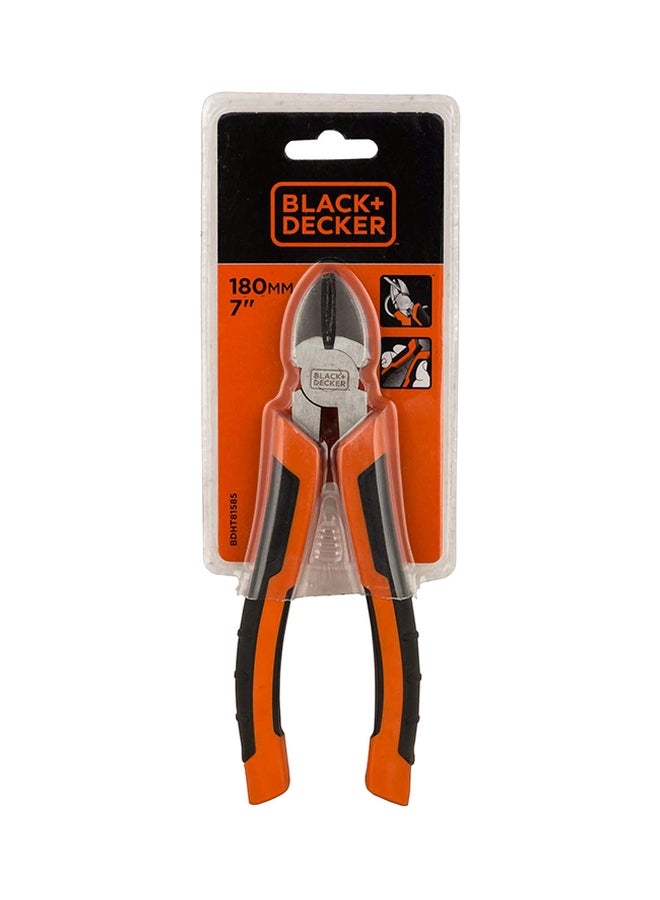 BLACK+DECKER - 180Mm Bimaterial Steel Diagonal Cutting Pliers For Gripping, Twisting, Bending & Cutting Wire, Orange/Black - Bdht81585, Orange/Black 180mm - Image 1
