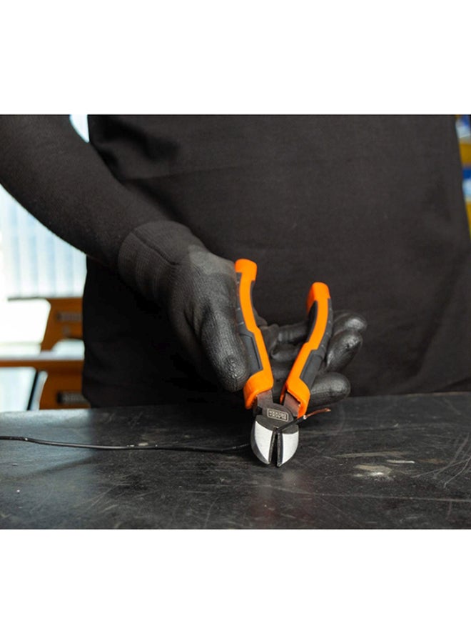 BLACK+DECKER - 180Mm Bimaterial Steel Diagonal Cutting Pliers For Gripping, Twisting, Bending & Cutting Wire, Orange/Black - Bdht81585, Orange/Black 180mm - Image 1