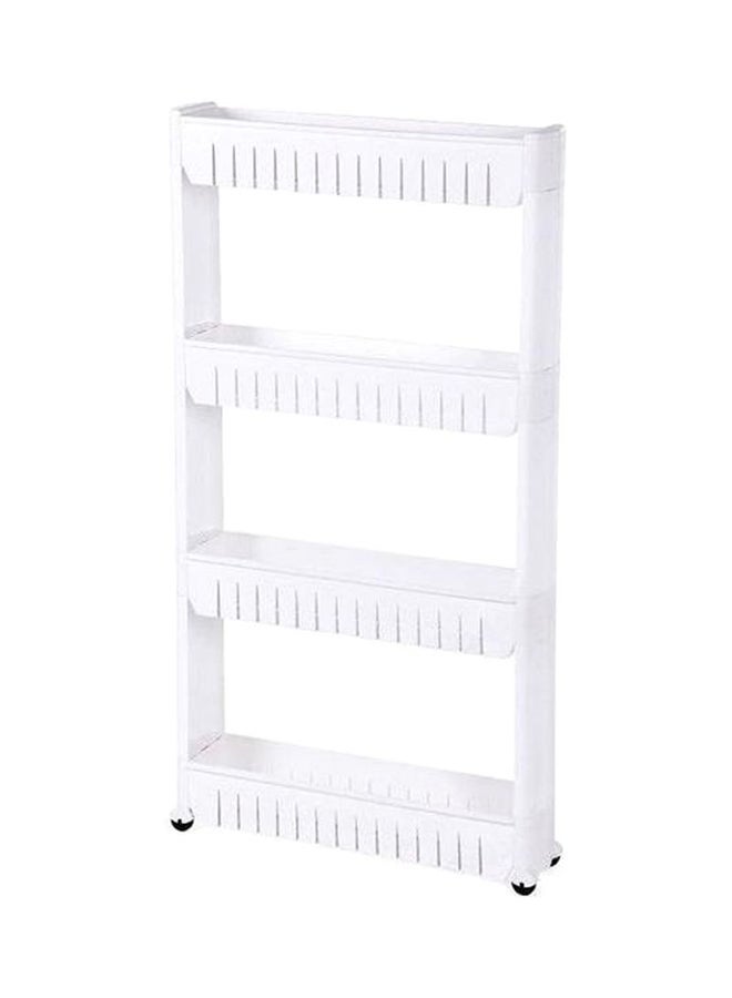 Toshionics 4-Tier Slim Slide Storage Tower Rack Shelf With Wheel White 102x55x15centimeter  - Image 1