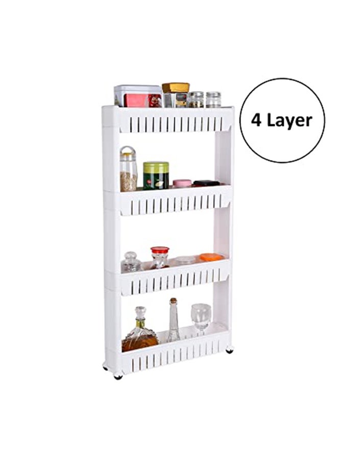 Toshionics 4-Tier Slim Slide Storage Tower Rack Shelf With Wheel White 102x55x15centimeter  - Image 2