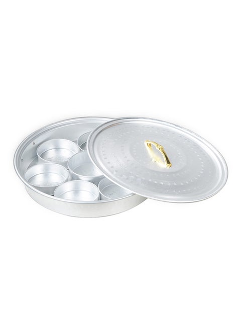 Breakfast Serving Tray With 7 Serving Plates And Lid Silver 15inch