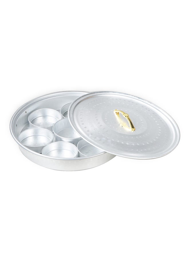 Ayda - Breakfast Serving Tray With 8 Serving Plates And Lid Silver 20inch - Image 1