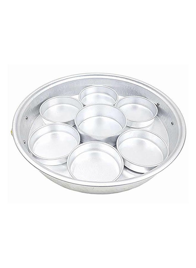 Ayda - Breakfast Serving Tray With 8 Serving Plates And Lid Silver 20inch - Image 1
