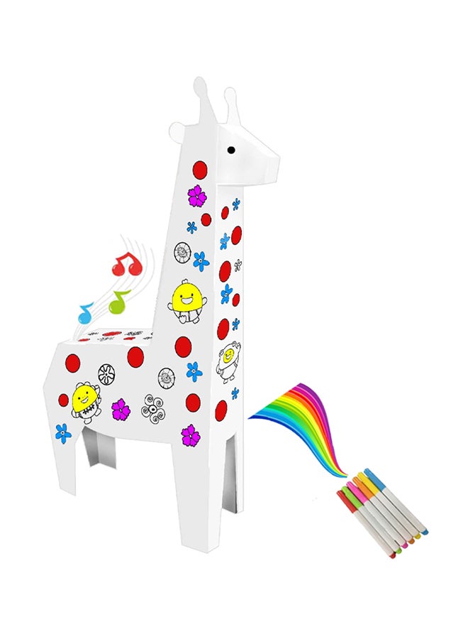 Eazy Kids Diy Doodle, Colour And Paint 100% Recycled Paper Giraffe With Music, Light, Set Of 6 Sketch Pen, 3+ Years- Multicolour 31x8x54cm - Image 1