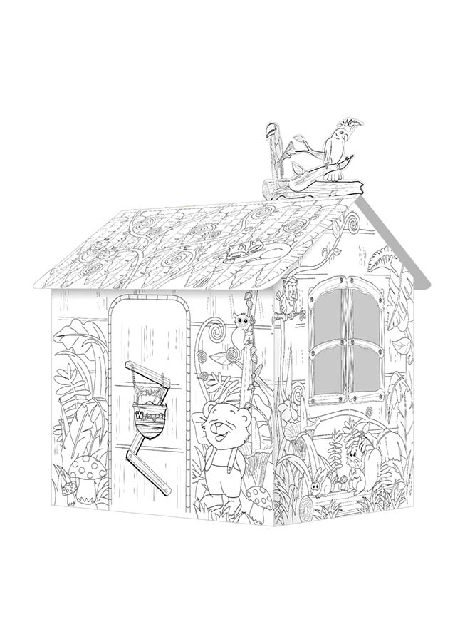 Eazy Kids Diy Doodle, colour And Paint, Diy Art And Craft, 100% Recycled Paper, Birthday Gifts, Set Of 6 Sketch Pen|Jungle House, 3  Years+|Multicolour Black/White  - Image 1