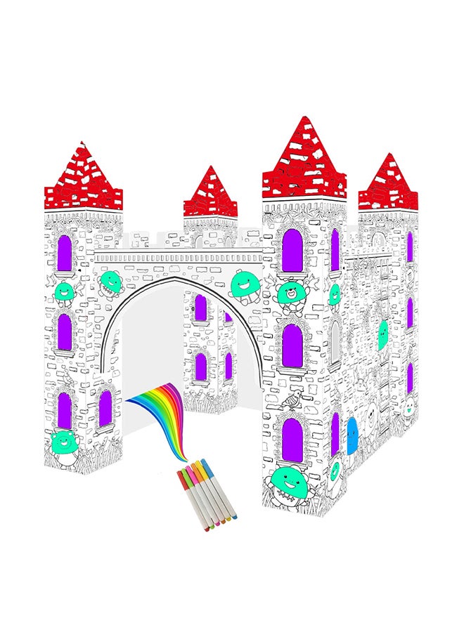 Eazy Kids Diy Doodle, colour And Paint, Art And Craft, 100% Recycled Paper, Birthday Gifts, Set Of 6 Sketch Pen, Erasable Painting Castle With Music And Light, 3  Years+, Multicolour Multicolour  - Image 1