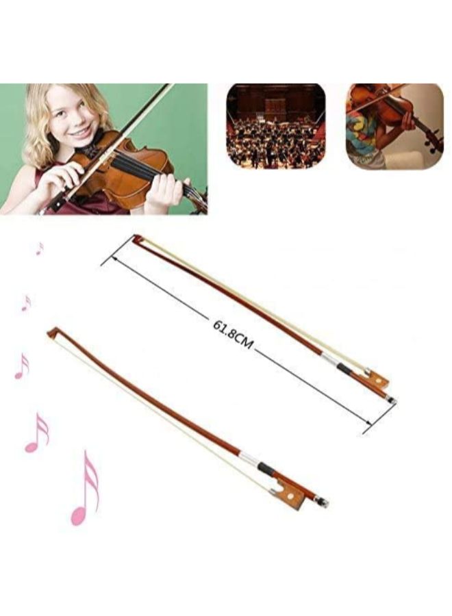 MIKE Professional 4/4 Brazilwood Ebony Frog Horsehair Violin Bow - Image 3