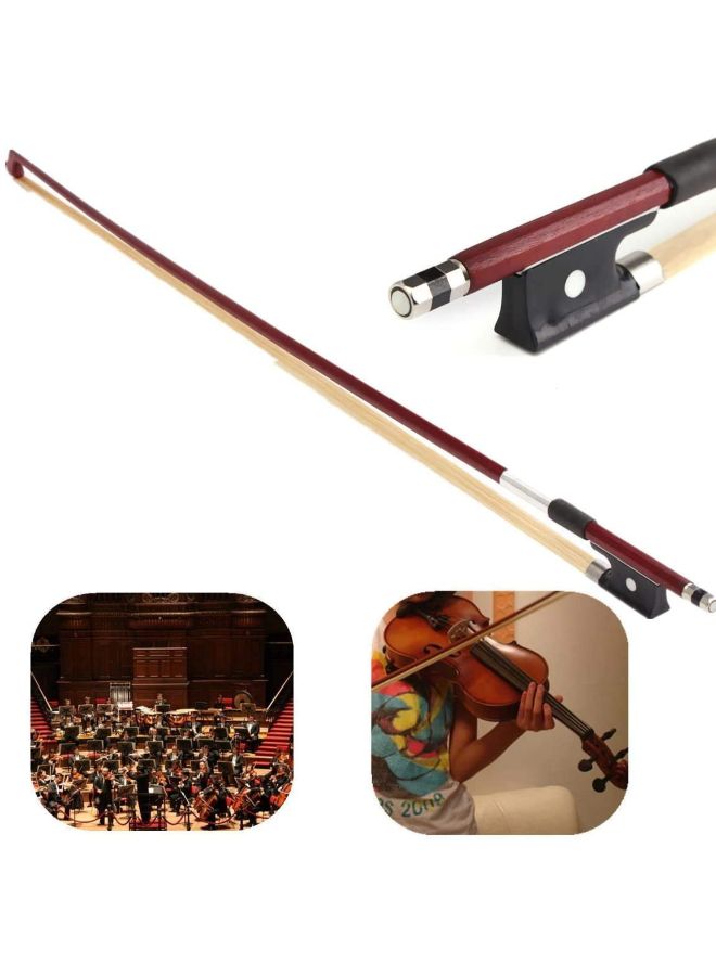 MIKE Professional 4/4 Brazilwood Ebony Frog Horsehair Violin Bow - Image 4