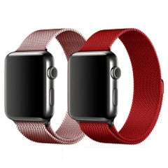 2-Piece Replacement Band For Apple Watch 42/44mm Rose Gold/Red