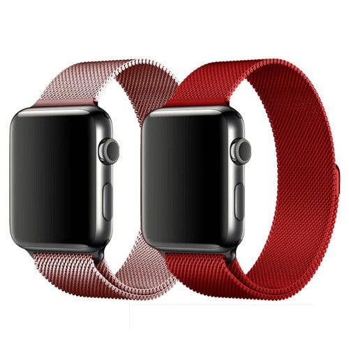 MARGOUN - 2-Piece Replacement Band For Apple Watch 42/44mm Rose Gold/Red - Image 1
