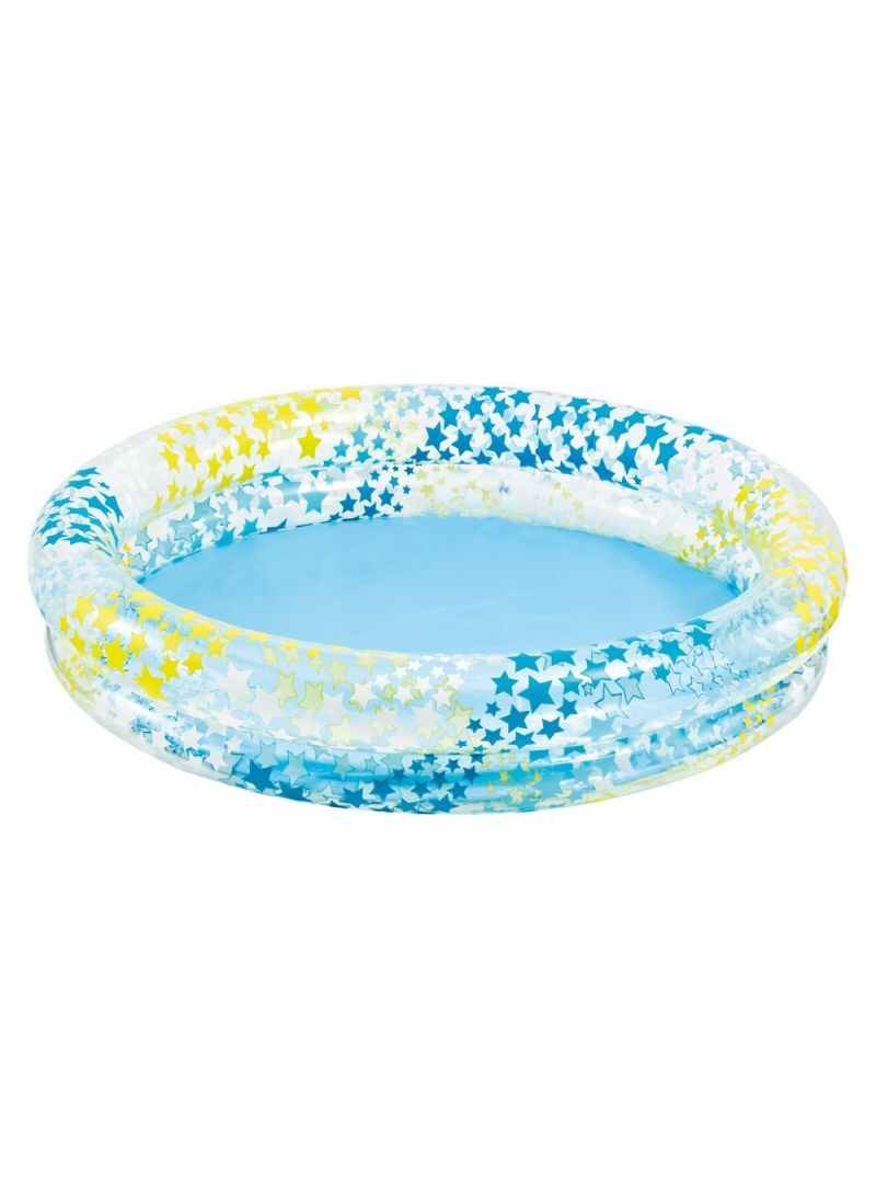 Inflatable Kiddie Pool - 122 x 25 cm 2-Ring Round Paddling Pool for Toddlers (Ages 2+), Unisex Assorted Style may vary 1.22 x 25cm