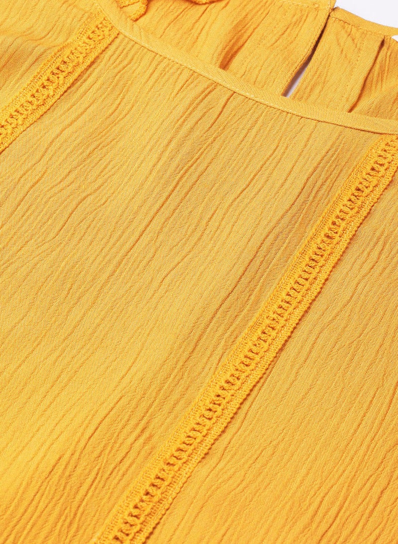DressBerry Solid Pleated Blouse Yellow  - Image 5