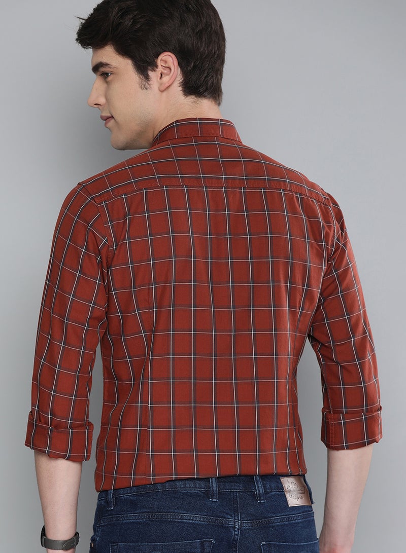 Check Button Down Shirt Red/Rust Cheeks