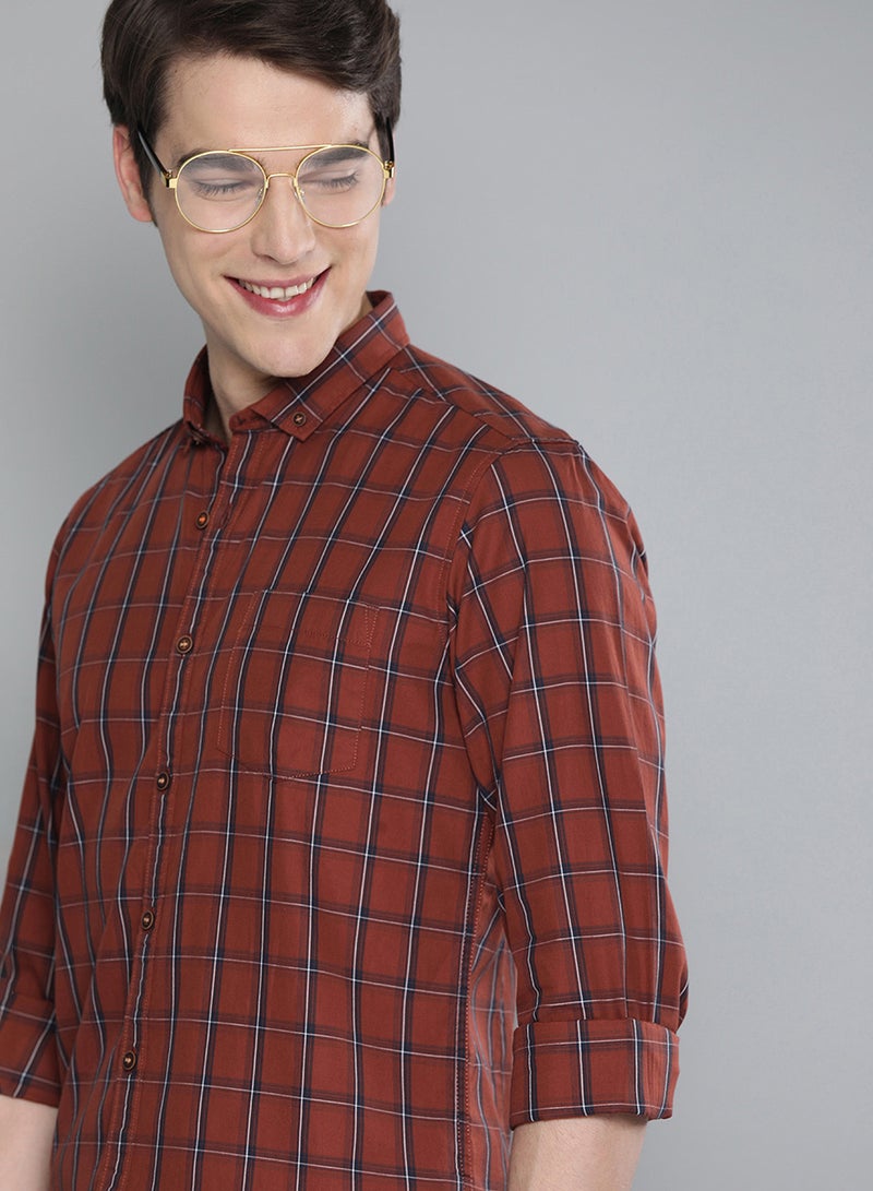 Check Button Down Shirt Red/Rust Cheeks