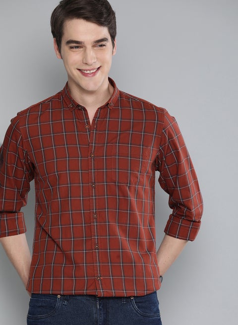 Check Button Down Shirt Red/Rust Cheeks