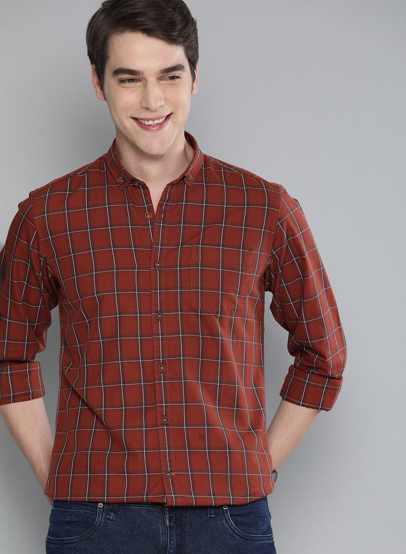 Check Button Down Shirt Red/Rust Cheeks