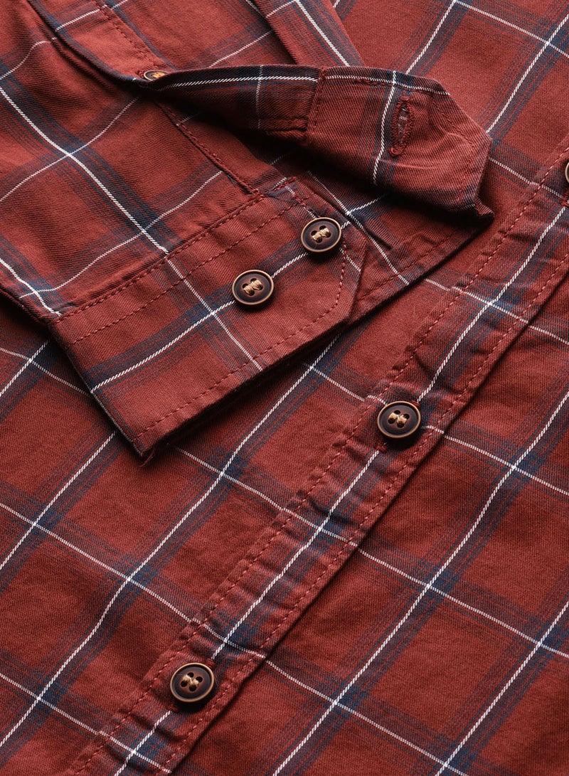 Check Button Down Shirt Red/Rust Cheeks