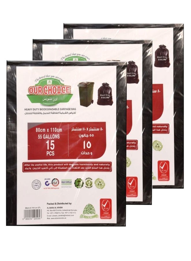 OUR CHOICE Pack Of 3 HD Trash Garbage Bag Black 80 x 110cm 