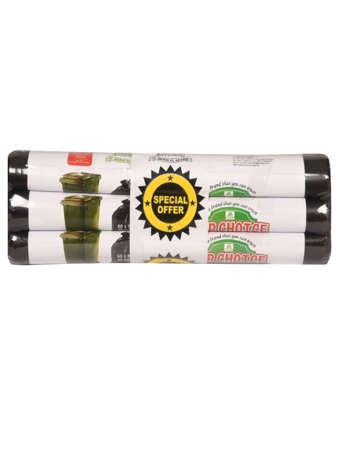 OUR CHOICE Pack Of 3 HD Trash Garbage Bag Black 60 x 90centimeter 