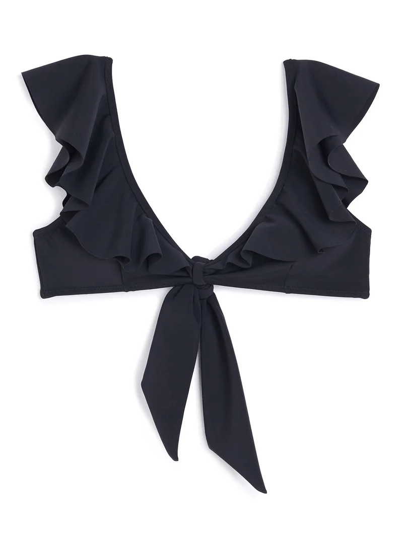 trendyol Ruffled Bikini Top Black