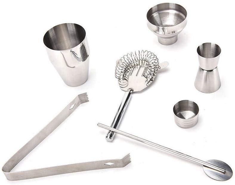 Shallow 5-Piece Stainless Steel Cocktail Shaker Set Silver  - Image 2