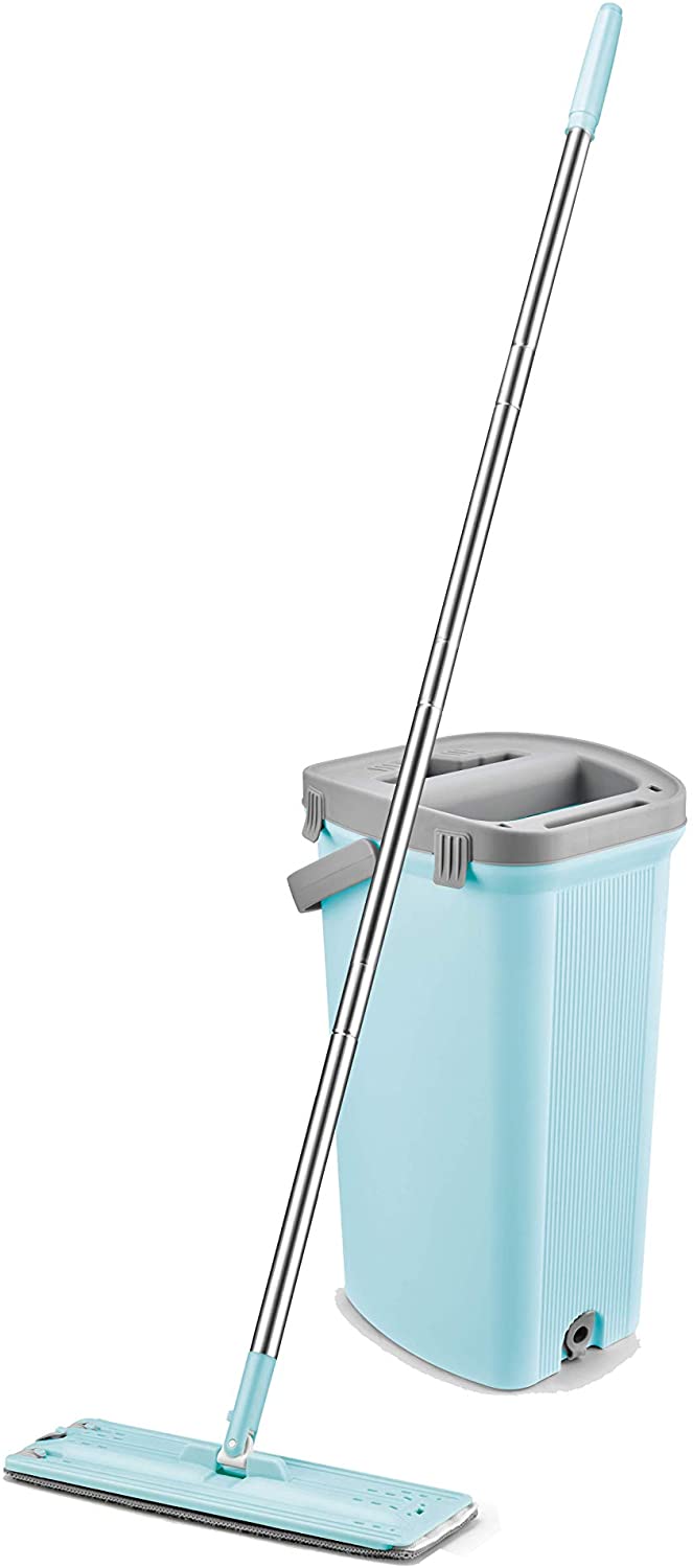 Floret Microfiber Flat Mop With Bucket Blue 4Liters  - Image 1
