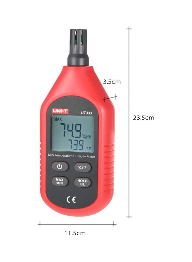 UT333 Mini Digital Temperature Humidity Meter Red/Black