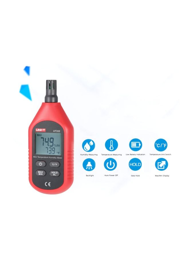 UT333 Mini Digital Temperature Humidity Meter Red/Black