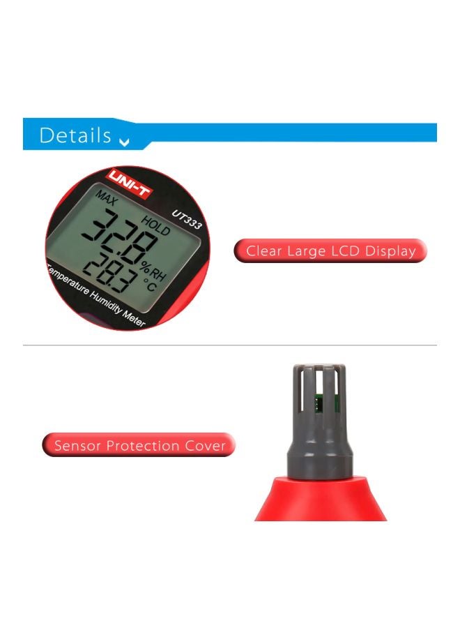UT333 Mini Digital Temperature Humidity Meter Red/Black