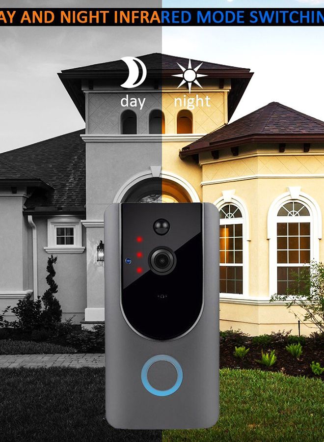 Generic Smart Wireless WiFi Security Video Door Bell Black/Grey 17cm  - Image 2