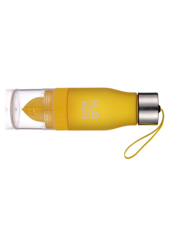 Generic - Portable Fruit Cup Manual Fruit Juice Water Bottle Yellow/Clear/Silver 240 x 70mm - Image 1