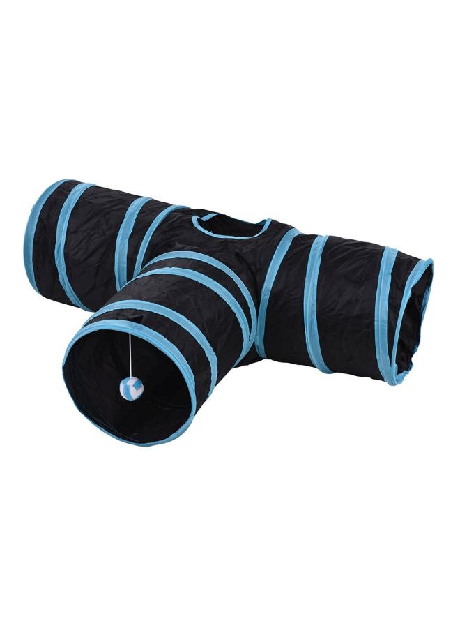 3-Way Collapsible Pets Tunnel Tube Black/Blue 80x25x25cm - Image 1