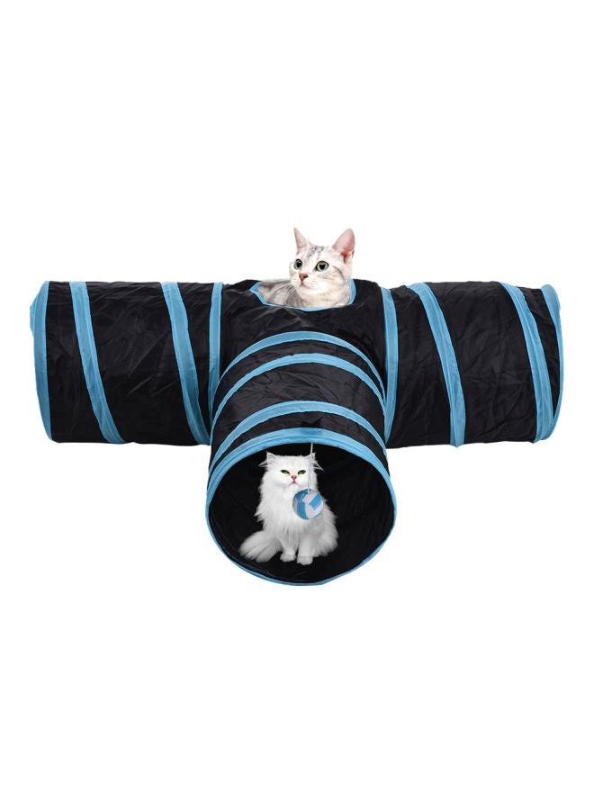3-Way Collapsible Pets Tunnel Tube Black/Blue 80x25x25cm - Image 2