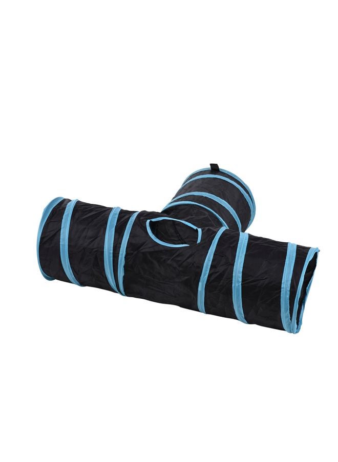 3-Way Collapsible Pets Tunnel Tube Black/Blue 80x25x25cm - Image 3