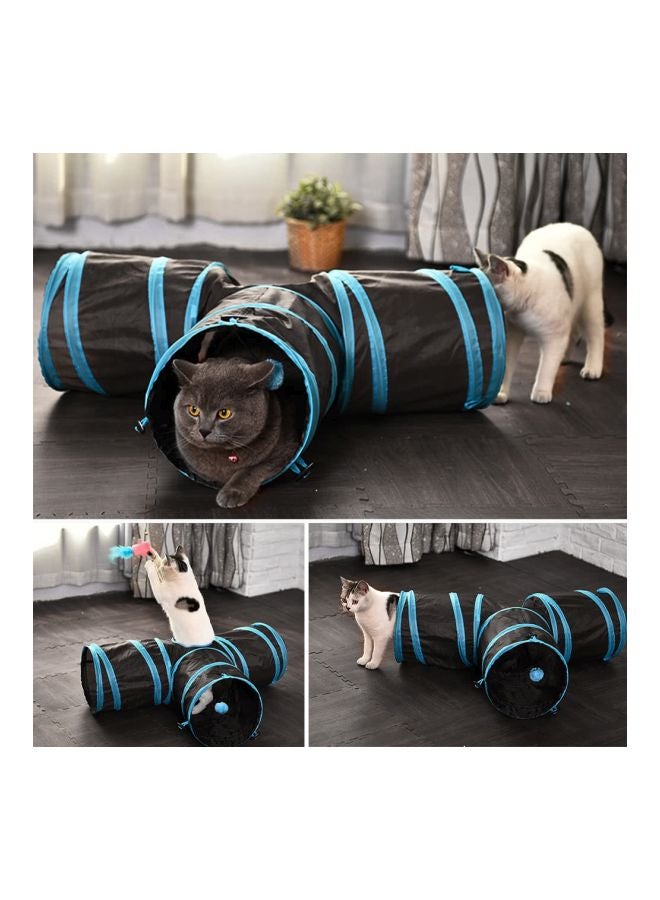 3-Way Collapsible Pets Tunnel Tube Black/Blue 80x25x25cm - Image 4