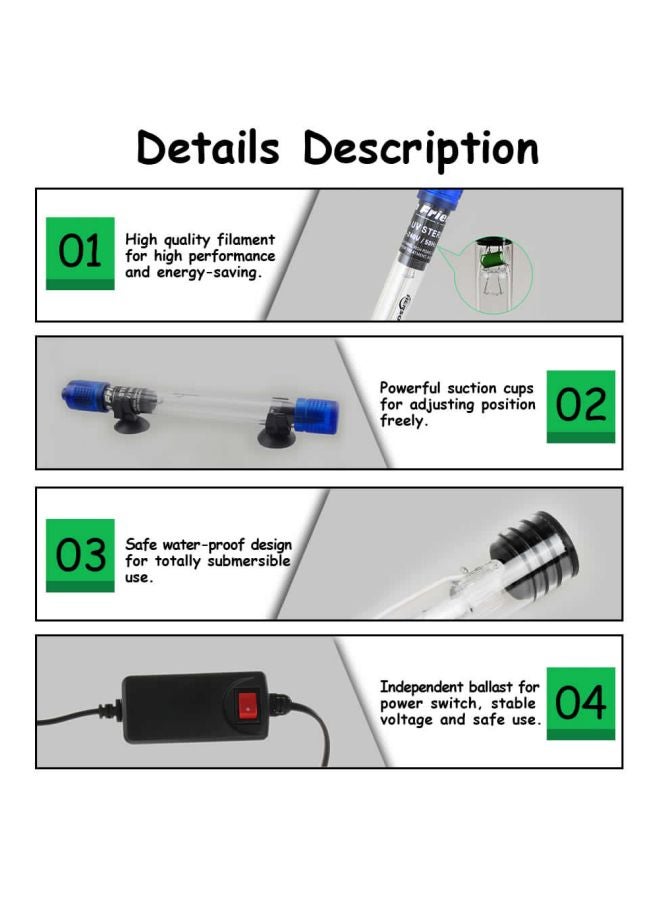 إضاءة غاطسة تعمل بالأشعة فوق البنفسجية لأحواض السمك أزرق/شفاف 28.8سم - Image 2