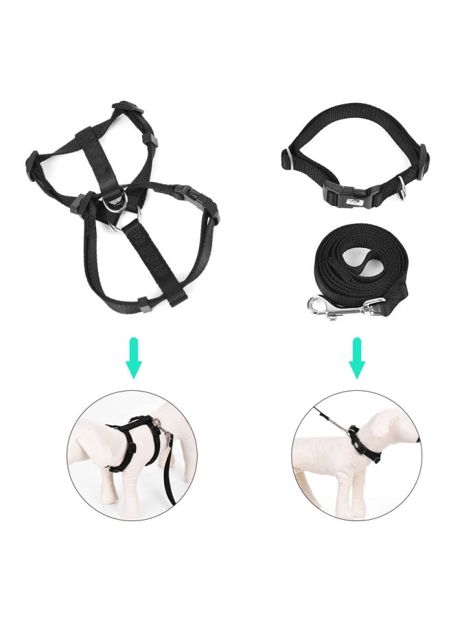 3-Piece Adjustable Collar, Harness And Leash Set Black - Image 4