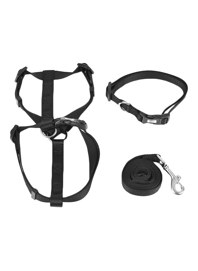 3-Piece Adjustable Collar, Harness And Leash Set Black - Image 1